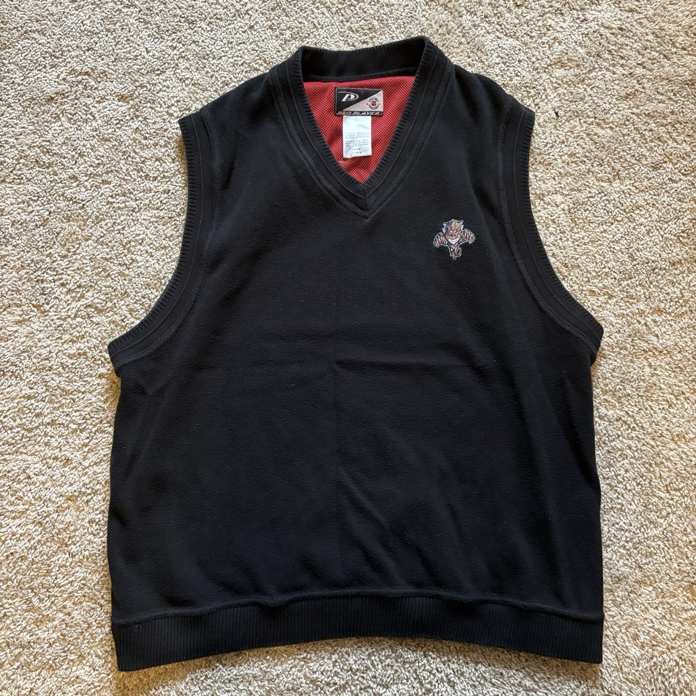 Vintage 90s Pro Player Florida Panthers Cotton Vest‎ Mens Medium Lined